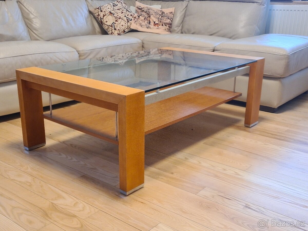 Jidelni stul, 6 židlí, stolek, tv skříňka dýha třešeň - 3