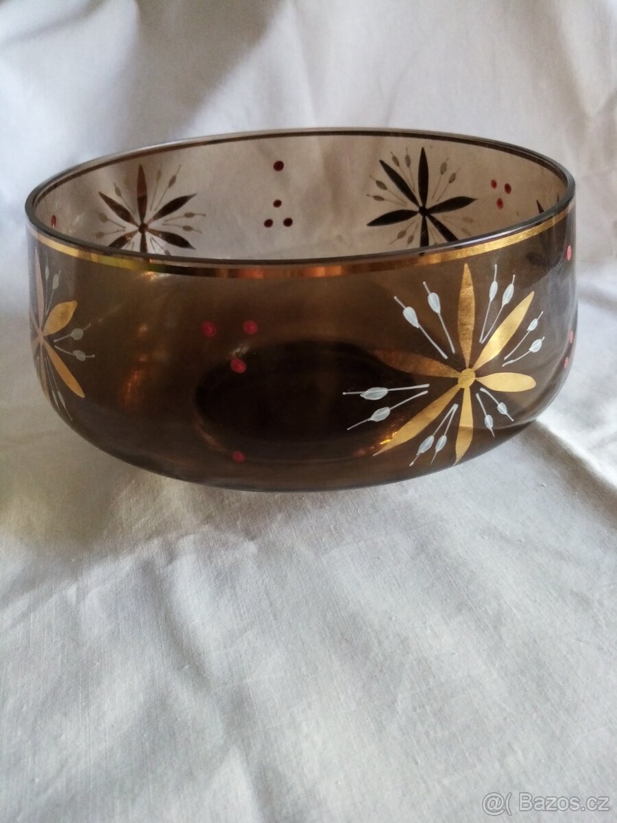 Skleněná mísa na ovoce ručně zdobená - 3