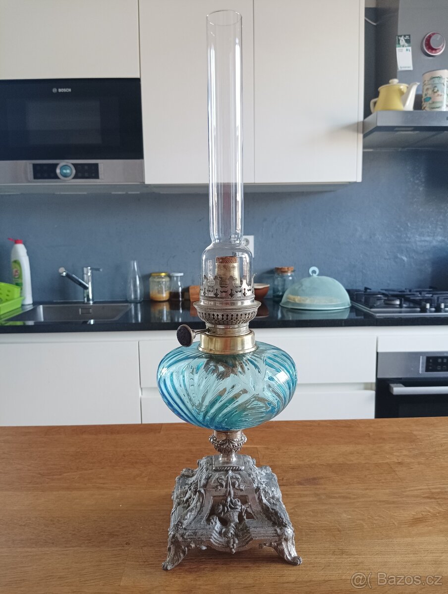 SECESE/ART NOUVEAU STAROŽITNÁ PETROLEJKA HASAG, FRANCIE 1900 - 3