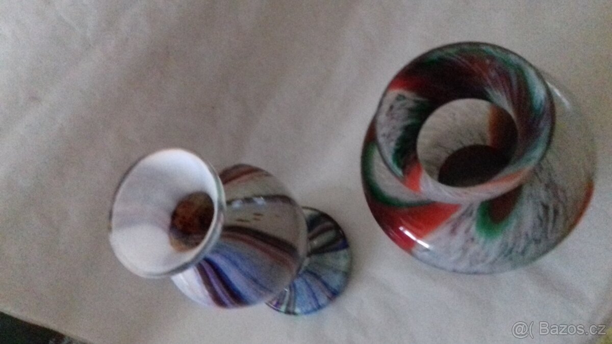 VÁZY Z BROKOVÉHO SKLA // KOŘENKY RUČNĚ MALOVANÉ - 3