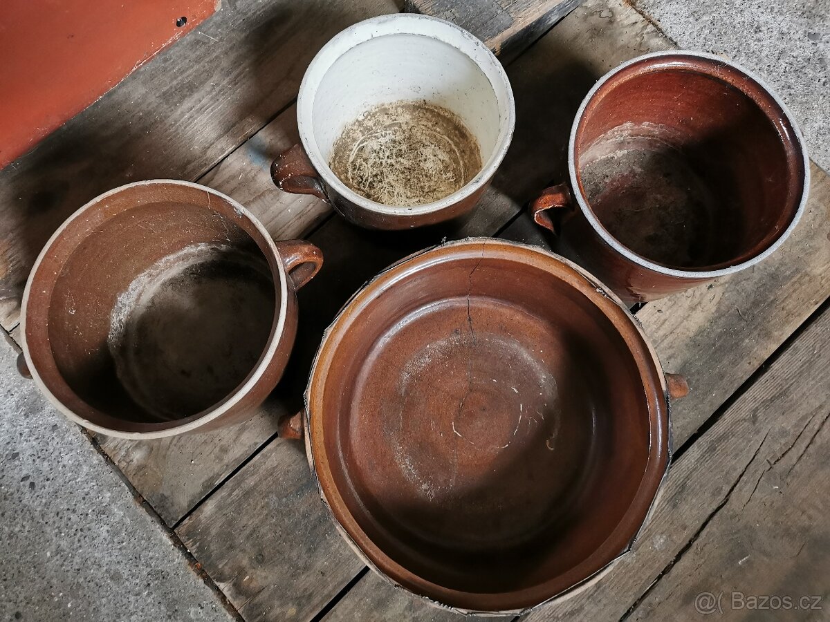 Staré kameninové hrnce, sada 4 ks nebo jednotlivě - 3