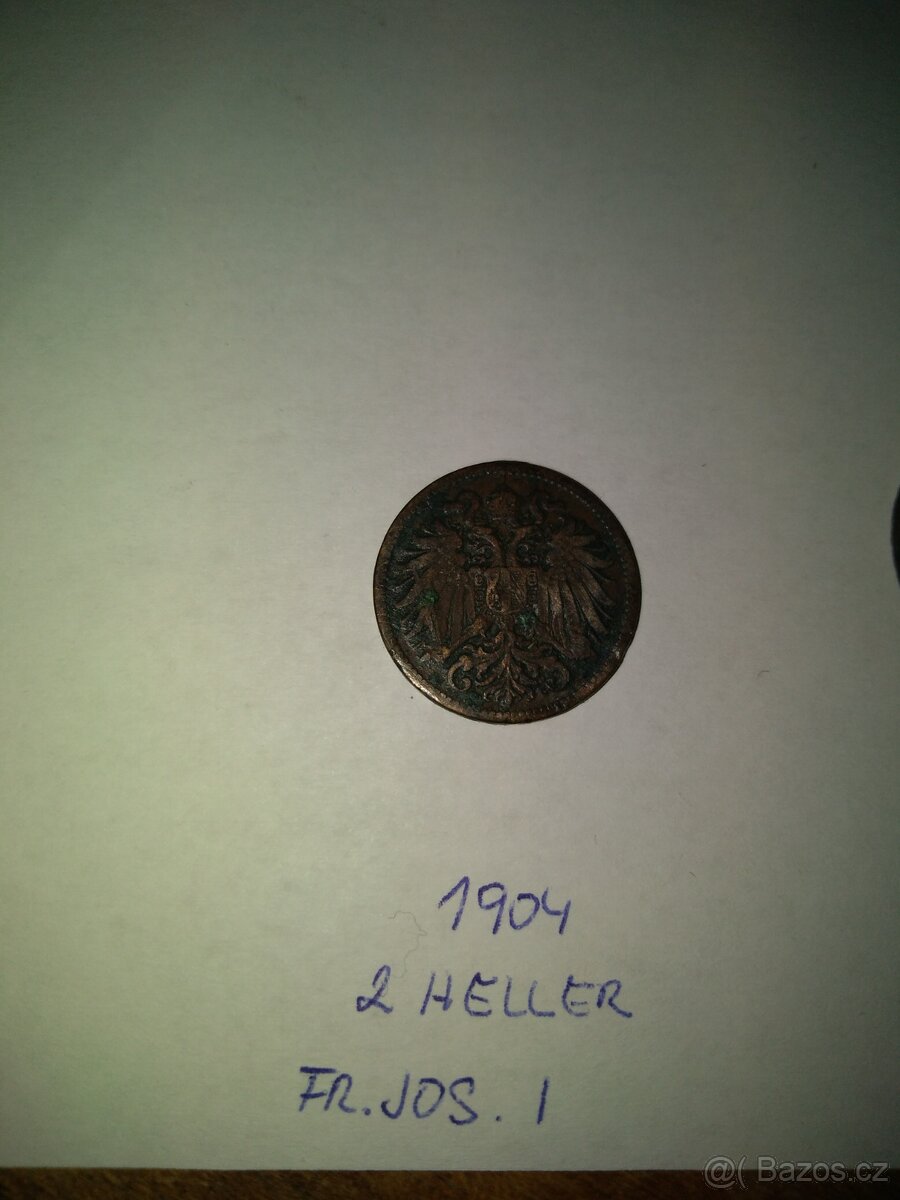 Stará mince 2 heller františek josef I 1904 - 3