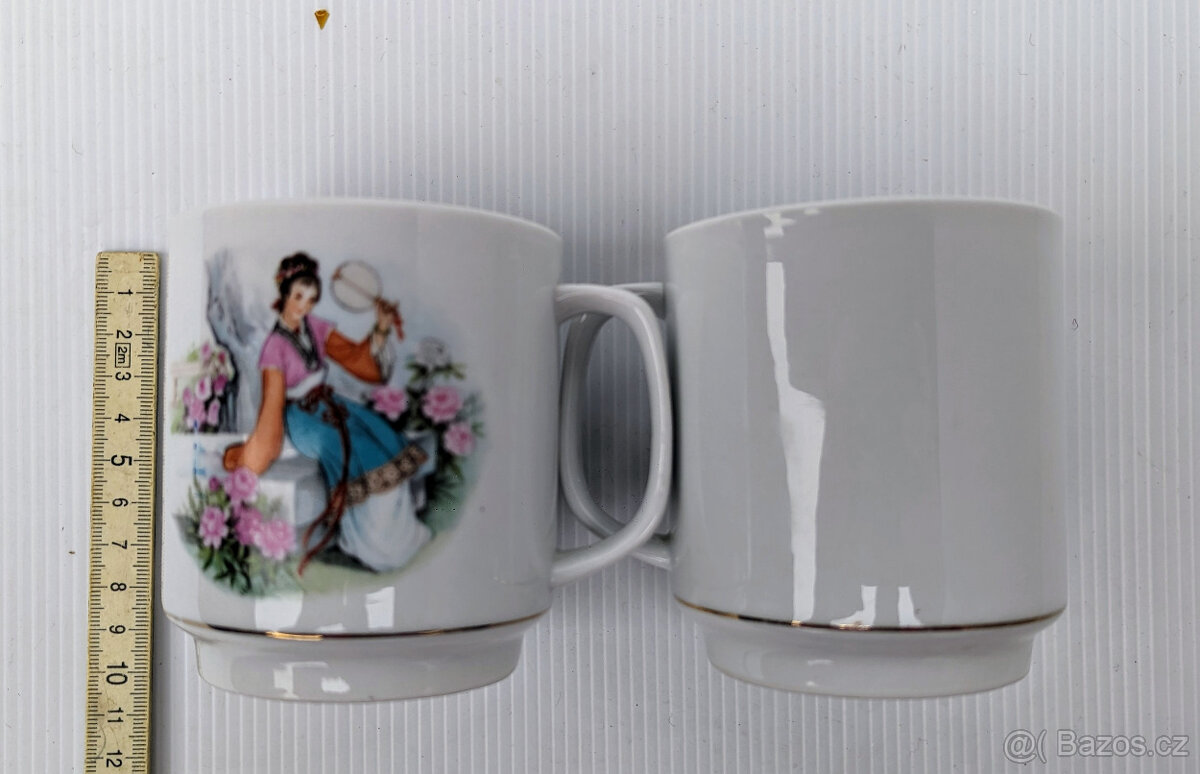 Retro hrnky 6kusů. Japonský motiv. - 3