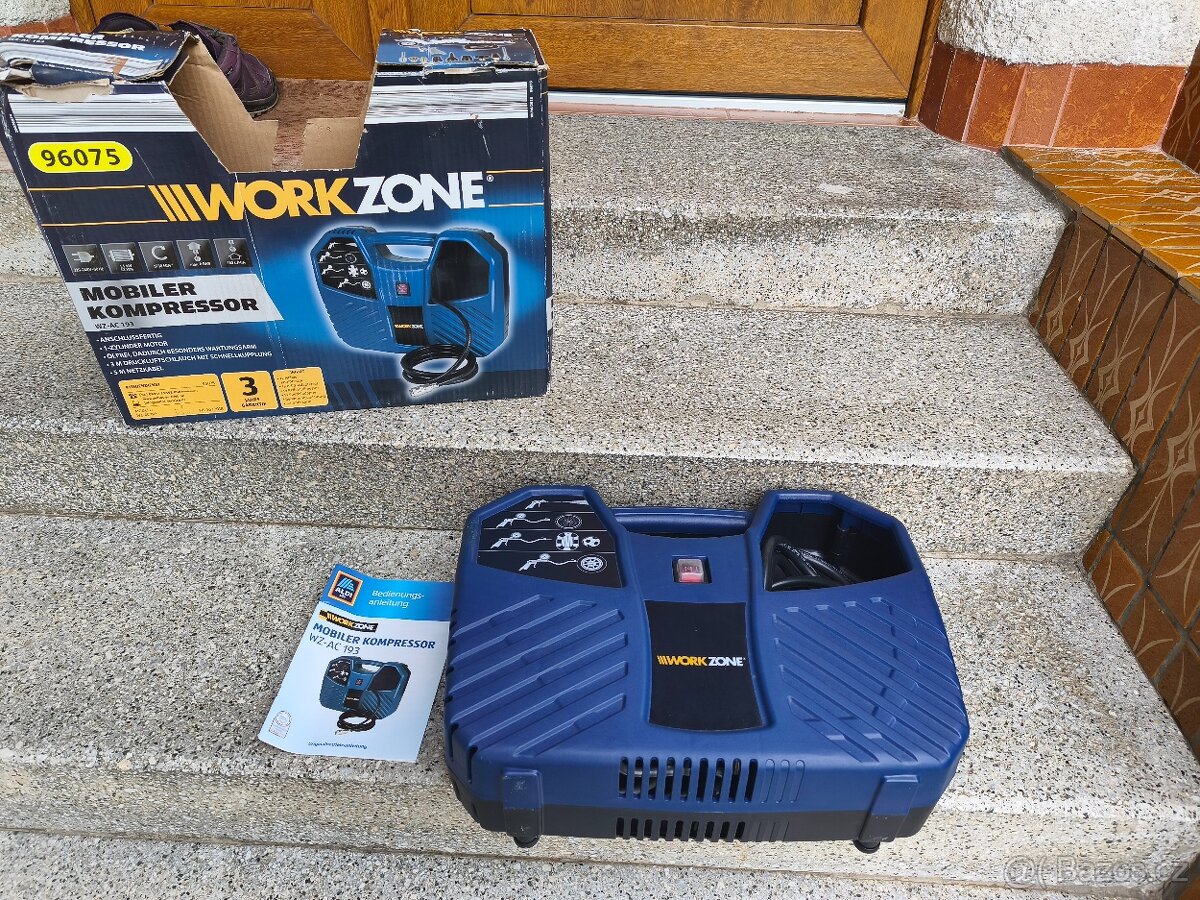 Prodám NEPOUŽITÝ kufříkový kompresor Workzone -8 b - 3