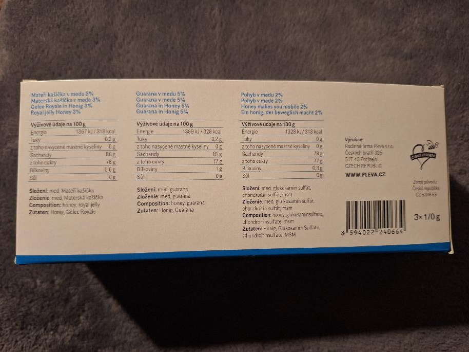 krabička s medy - mateří kašička, guarana a pohyb v medu - 3