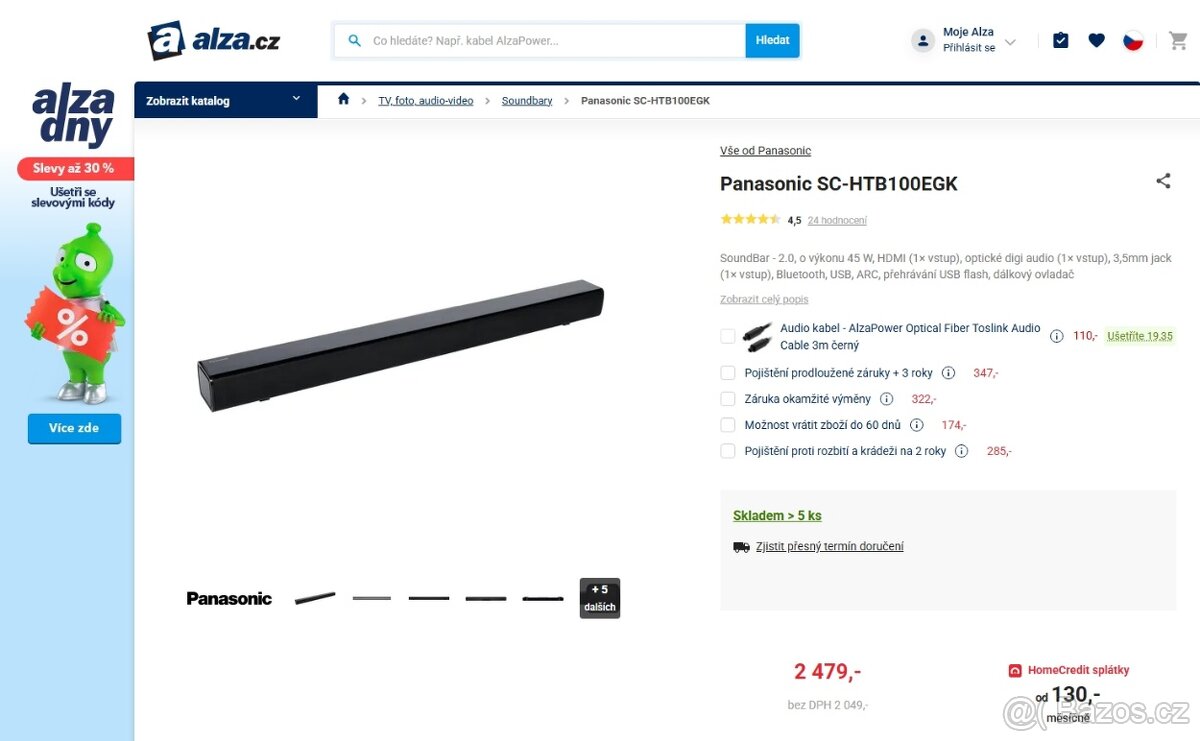 45W SoundBar Panasonic SC-HTB100EGK - 3