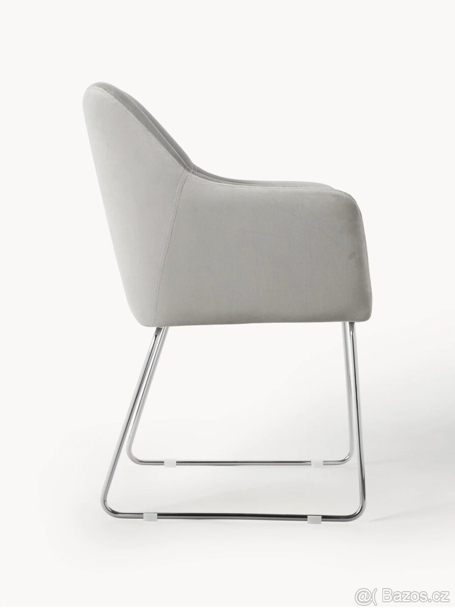 Sametová židle s podruckami - 3