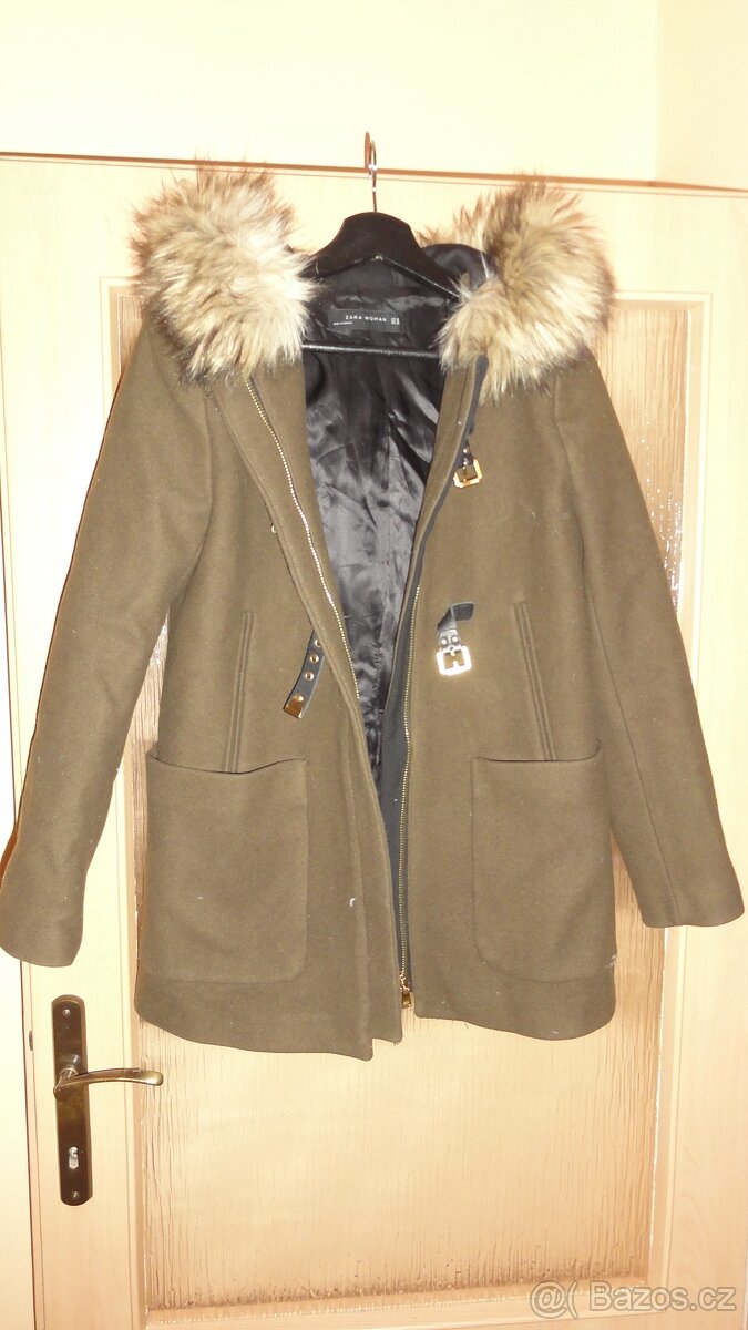 Hnědý vlněný kabát Zara vel.M - 3