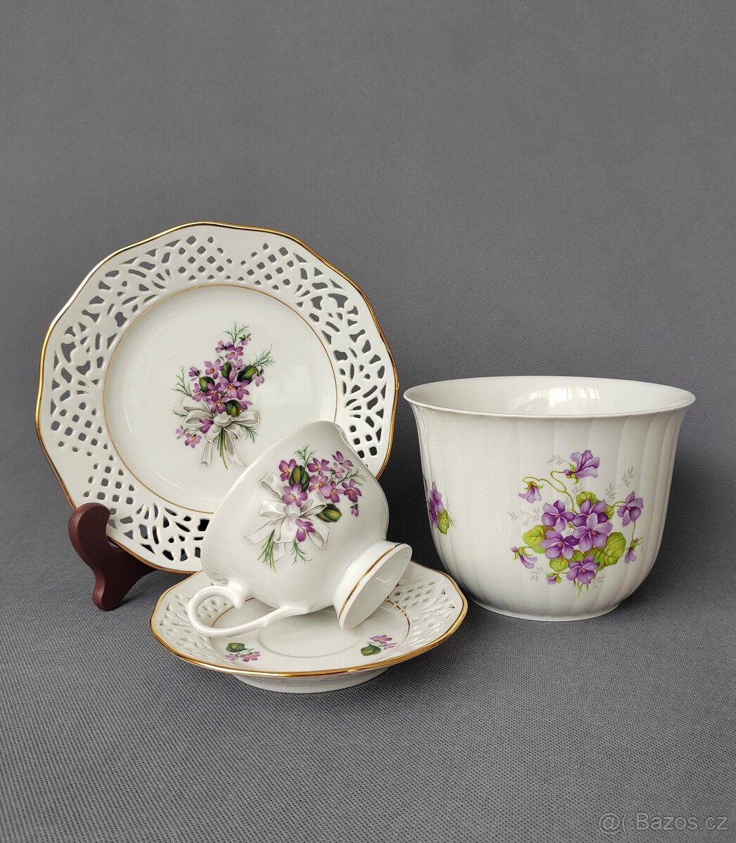 Nádherná porcelánová sada s květinovým dekorem od Schumann - 3