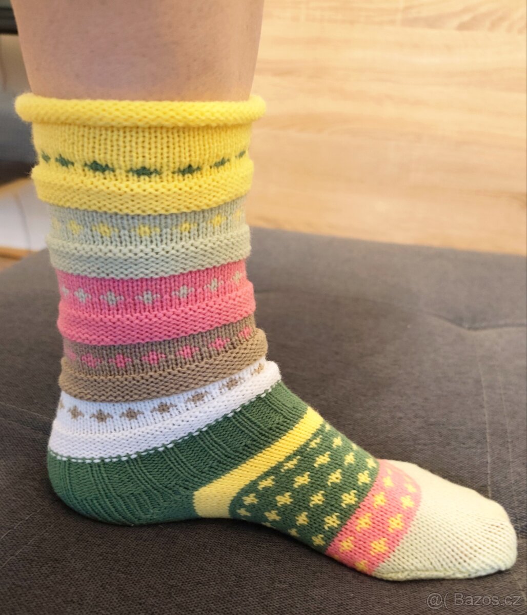 Ponožky pletené tmavě zelená - 3