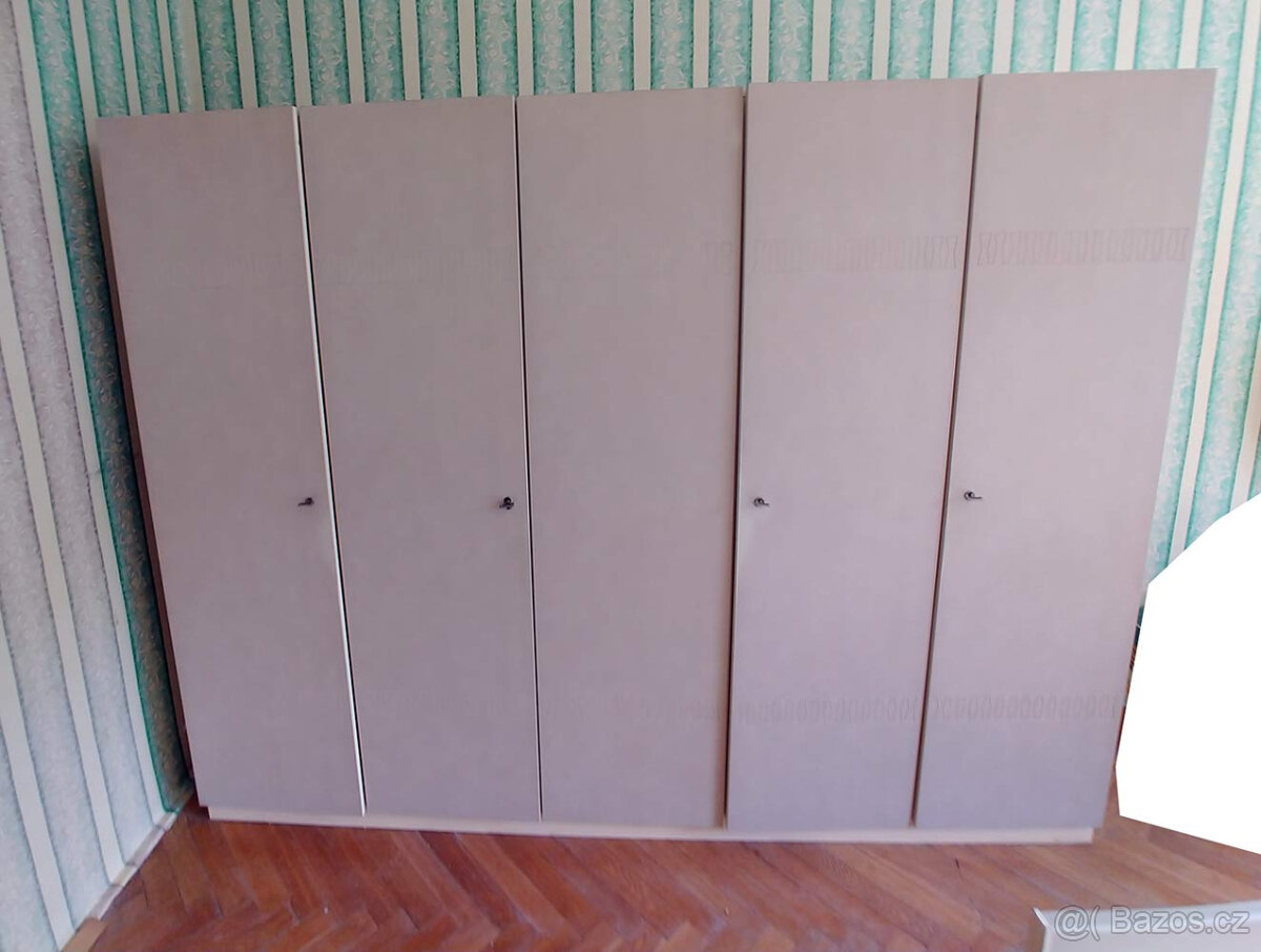 Velká retro 5 dílná skříň 60. léta koženkový povrch s vlisem - 3