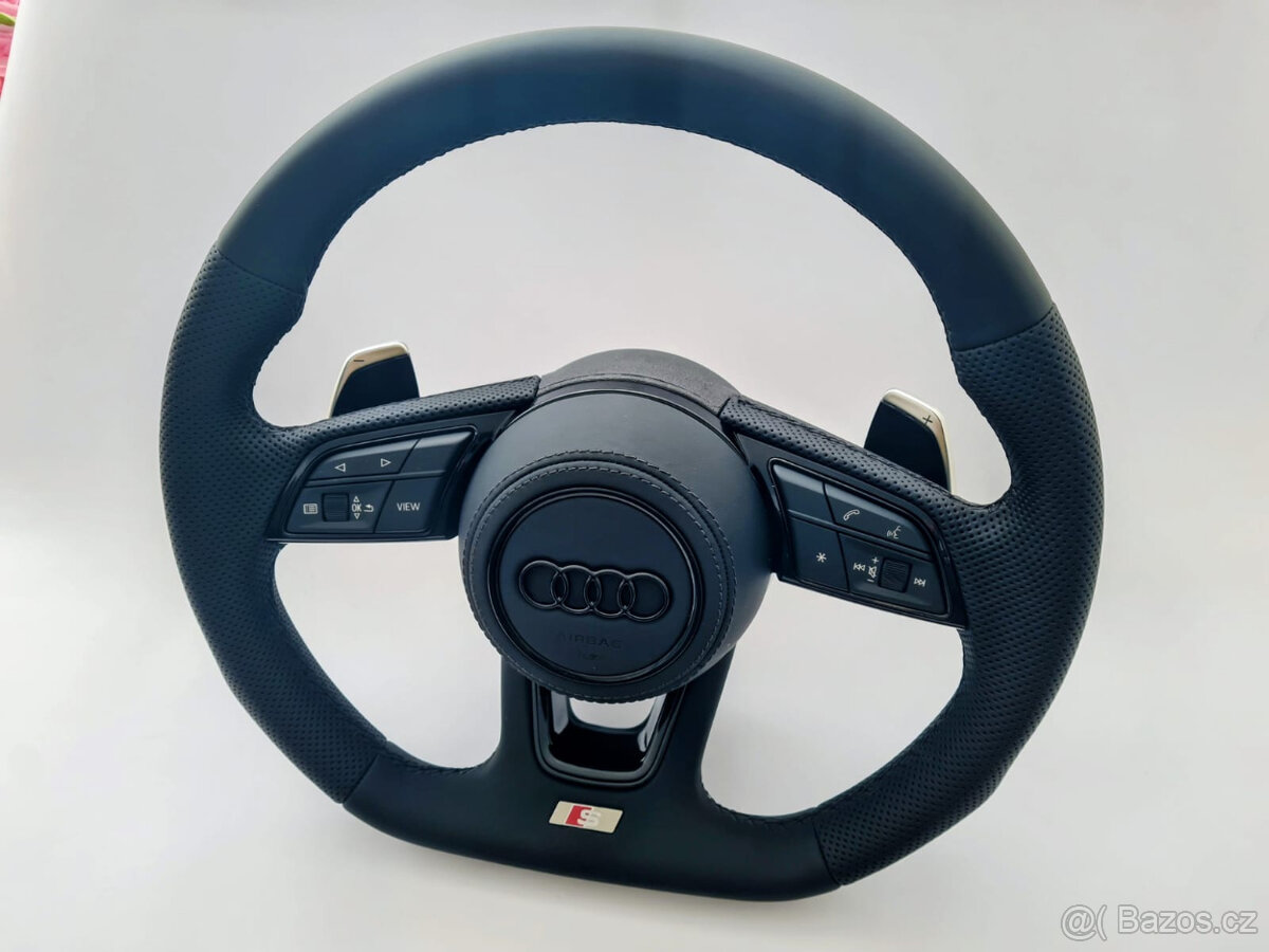 AUDI KOŽENÝ EXCLUSIVE VOLANT + AIRBAG + F1 PADLA CIERNA NITK - 3