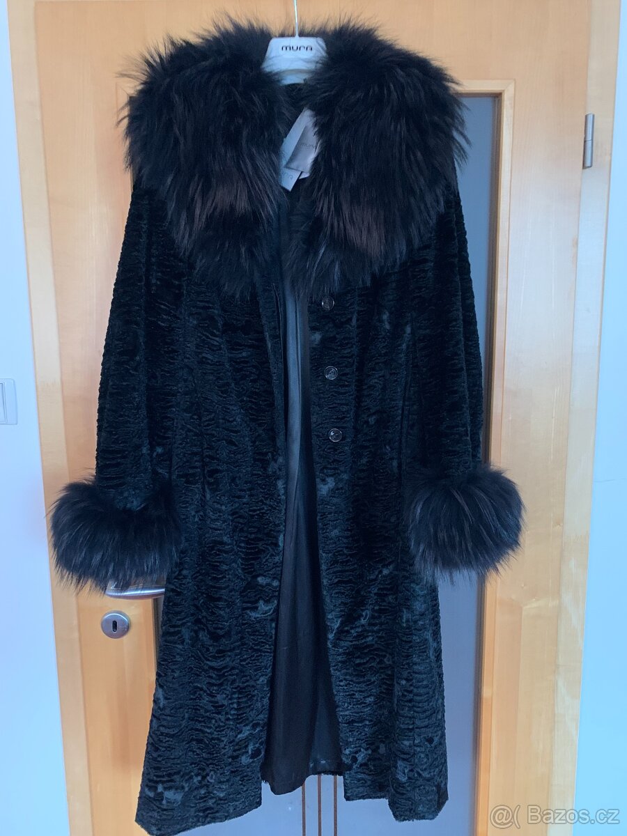 luxusní kabát s kožešinou - vel. 36 - nový - 3