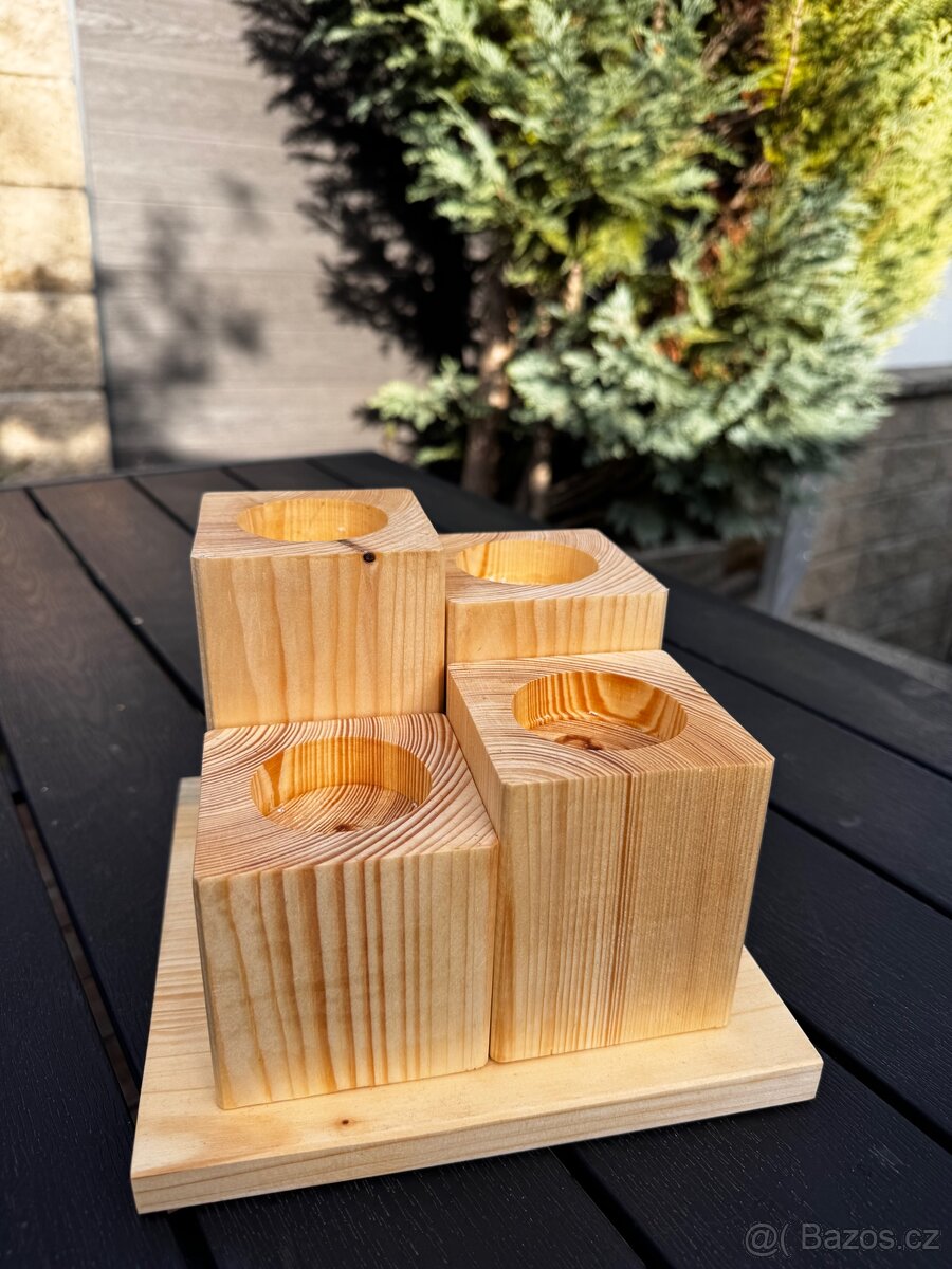 Smrkový masivni svícen – ruční výroba - 3