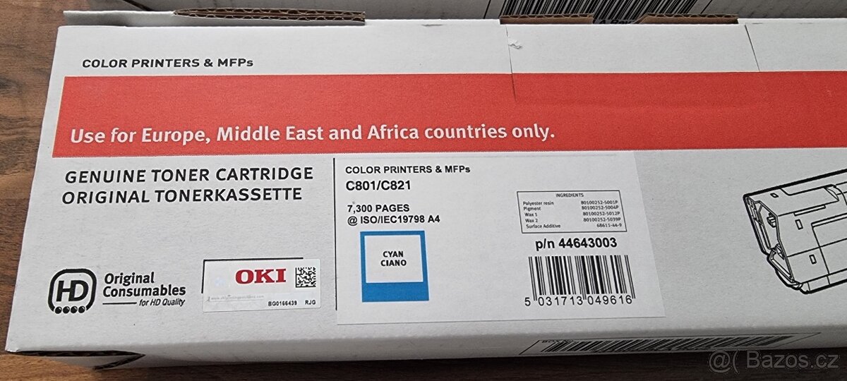 Tonery OKI 44643001/3/4 originální nové pro tiskárny A3 - 3