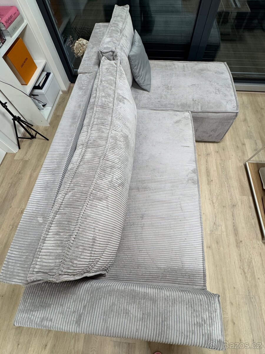 ŠEDÁ ROZKLÁDACÍ ROHOVÁ POHOVKA OBOUSTRANNÁ - 3