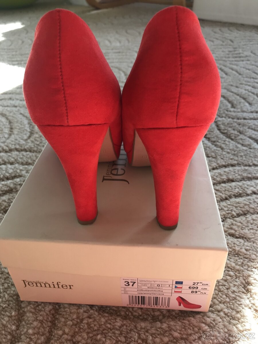 Dámské semišové lodičky červené,vel.37 - 3