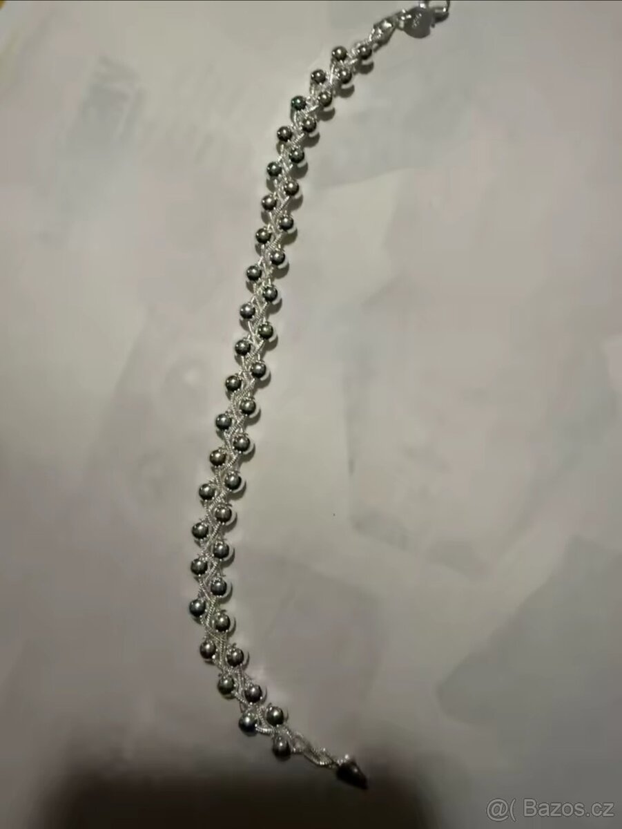 Nový dámský stříbrný náramek dvojitý 925 kuličkový - 3
