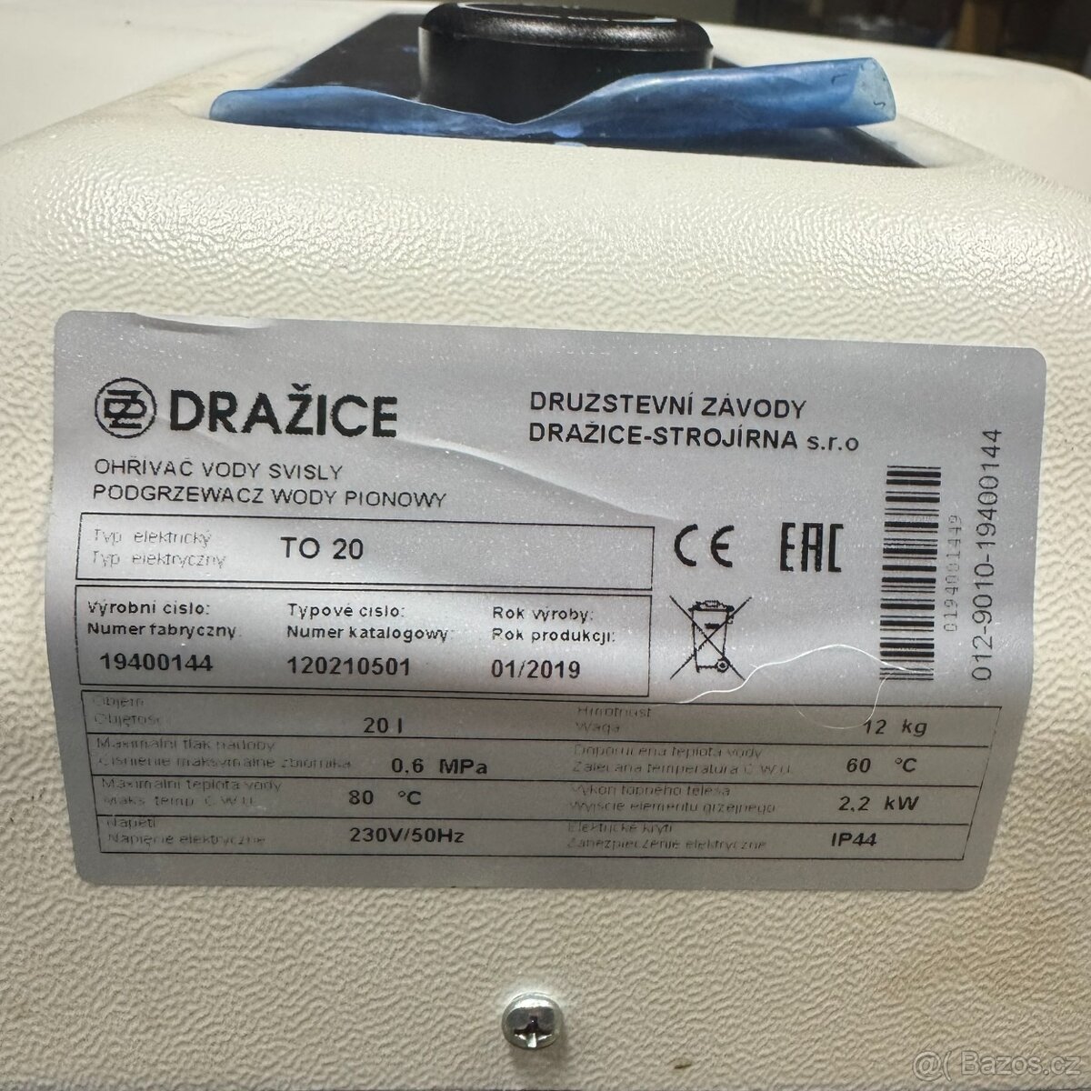 Bojler Dražice 20l (model TO 20) - 3