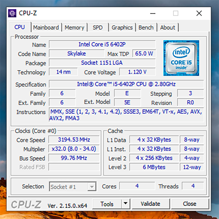 Intel Core i5-6402P | Intel® HD Graphics | LGA 1151 - 3