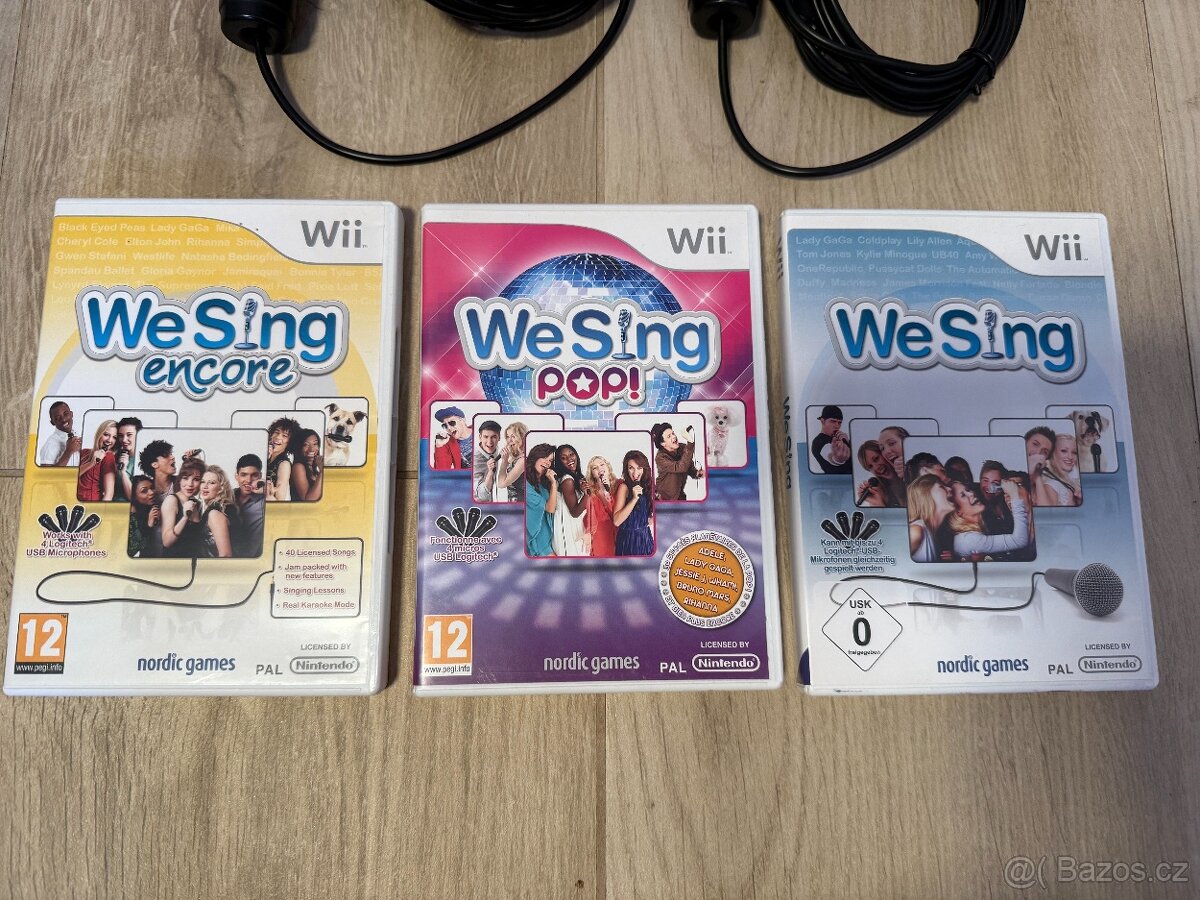 2x mikrofon Logitech + 3x hra pro Nintendo Wii - 3