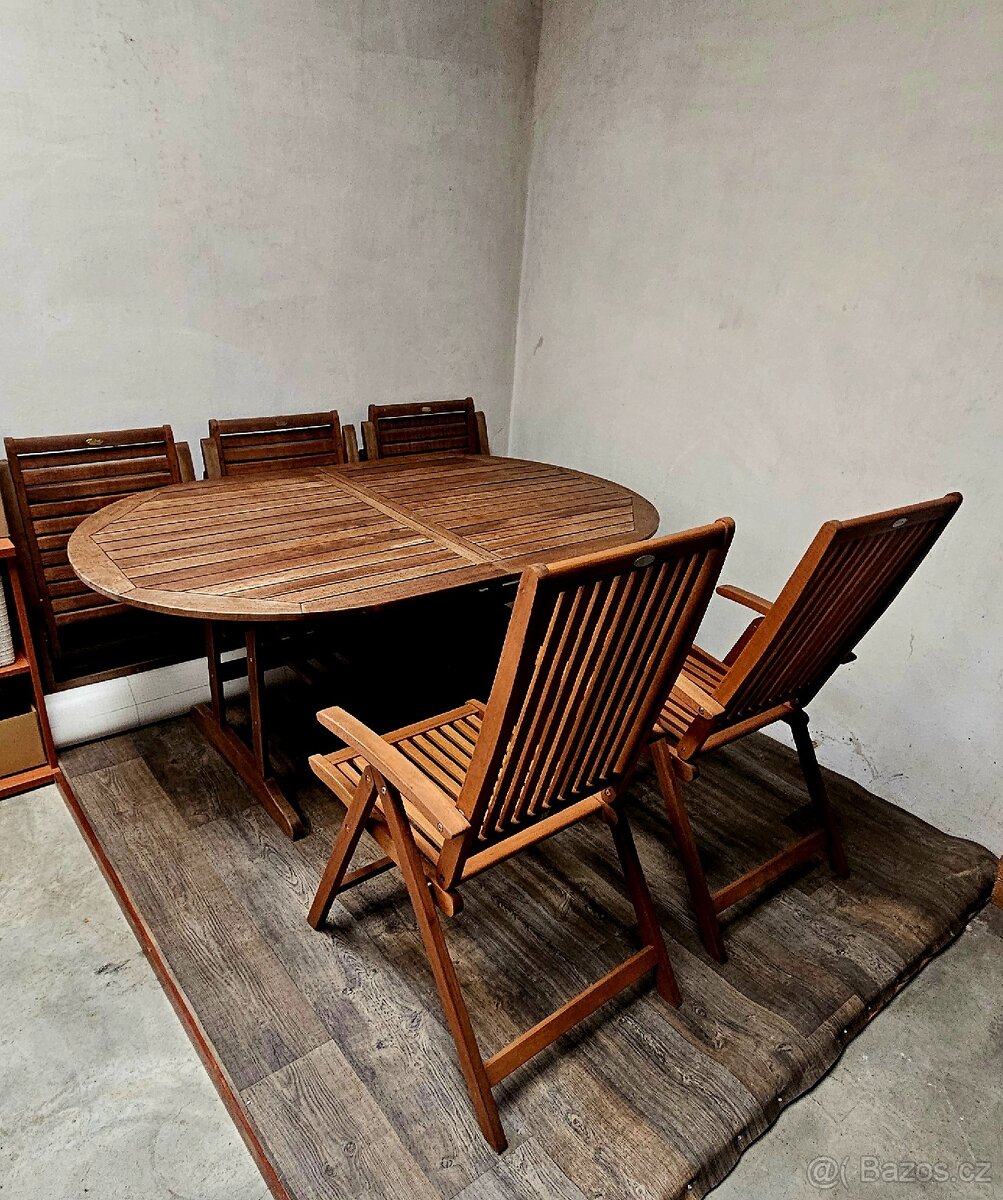 Zahradní nabytek - stůl, 6 židli a podsedáky - 3
