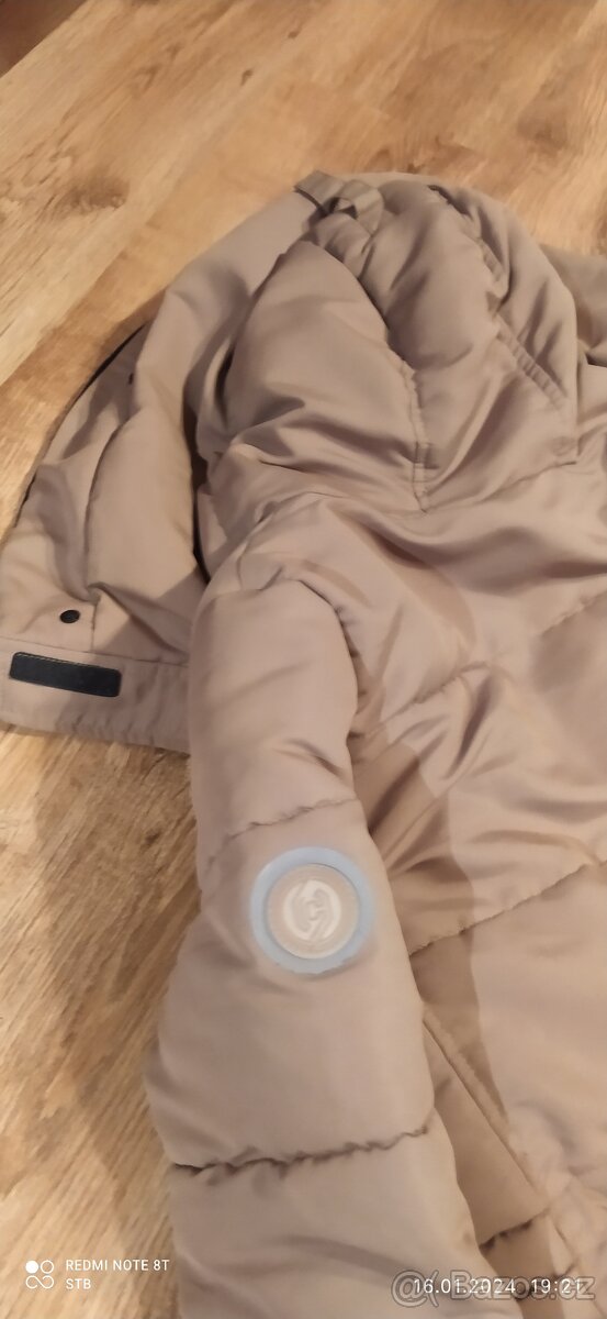 Kabát Cropp s kapucí béžové barvy velikost M. - 3