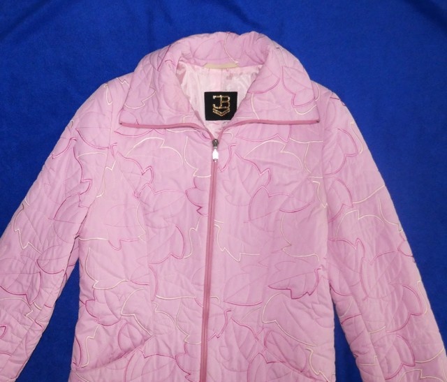 Zateplená růžová prošívaná bunda, vel. 38, zn. JB - 3