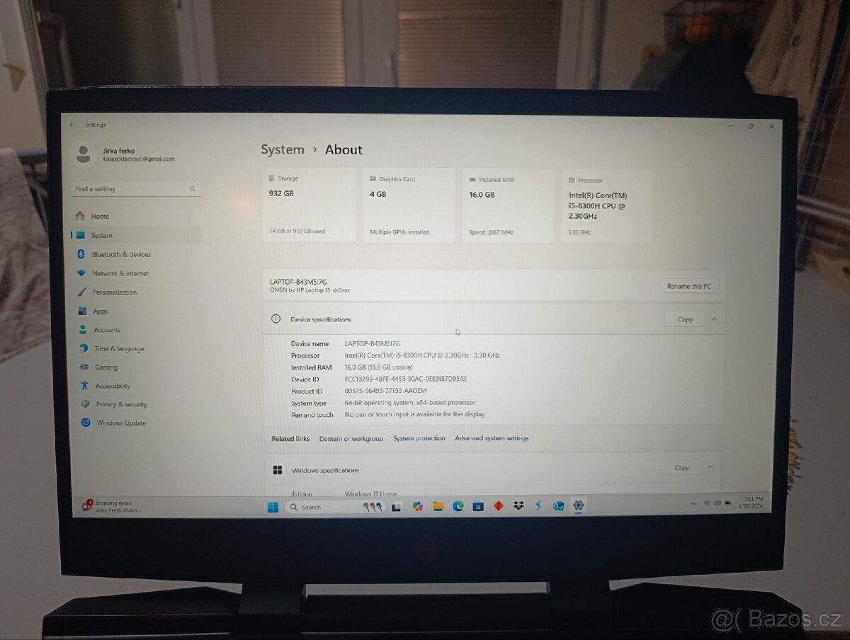 Herní notebook HP Omen 15 plně funkční - 3