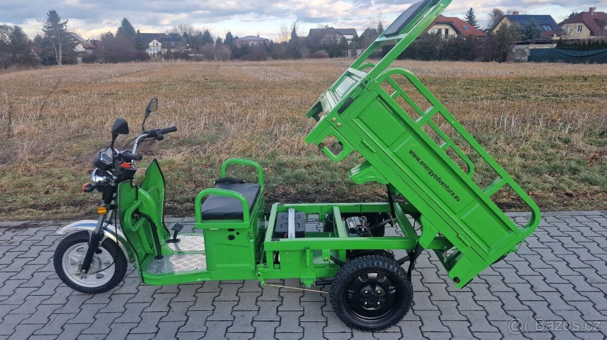 ELEKTRICKÁ NÁKLADNÍ TŘÍKOLKA ADVENTO MAXI ZELENÁ SPZ - 3