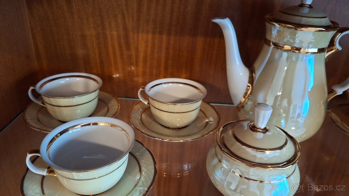 Kávová pozlacená sada porcelánu - 3