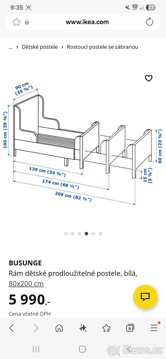 BUSUNGE IKEA rostoucí postel + rostoucí matrace - 3