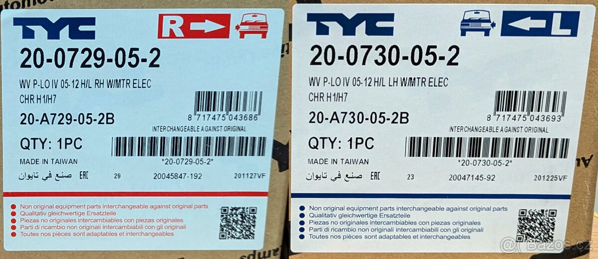 Přední světlomety VW Polo 9N3 (Mk4), nové, výrobce TYC - 3