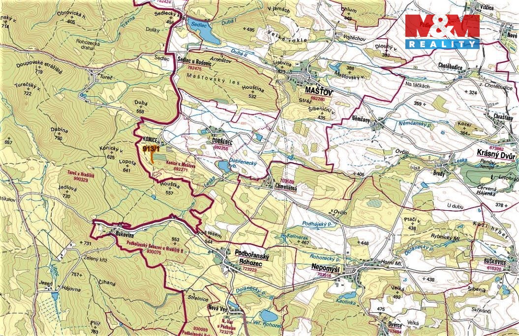 Prodej louky, 3400 m², Konice u Mašťova - 3