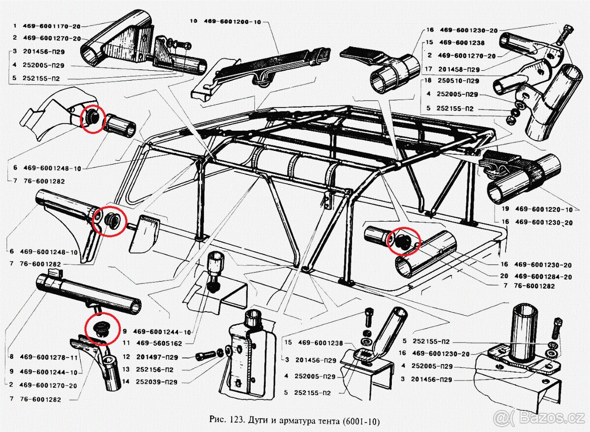 Vložky do konstrukce střechy UAZ 469, GAZ 69 - 3