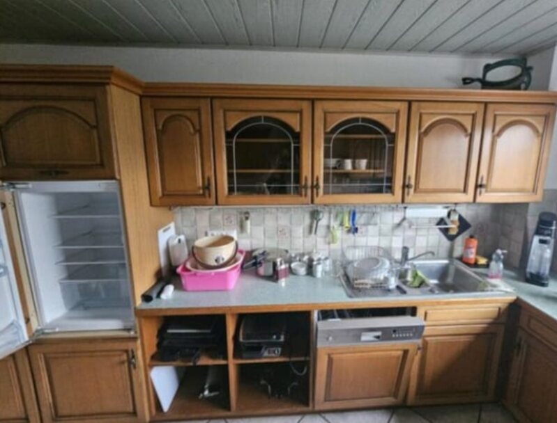 Rustikální dubová linka do U se spotřebiči,6302 - 3