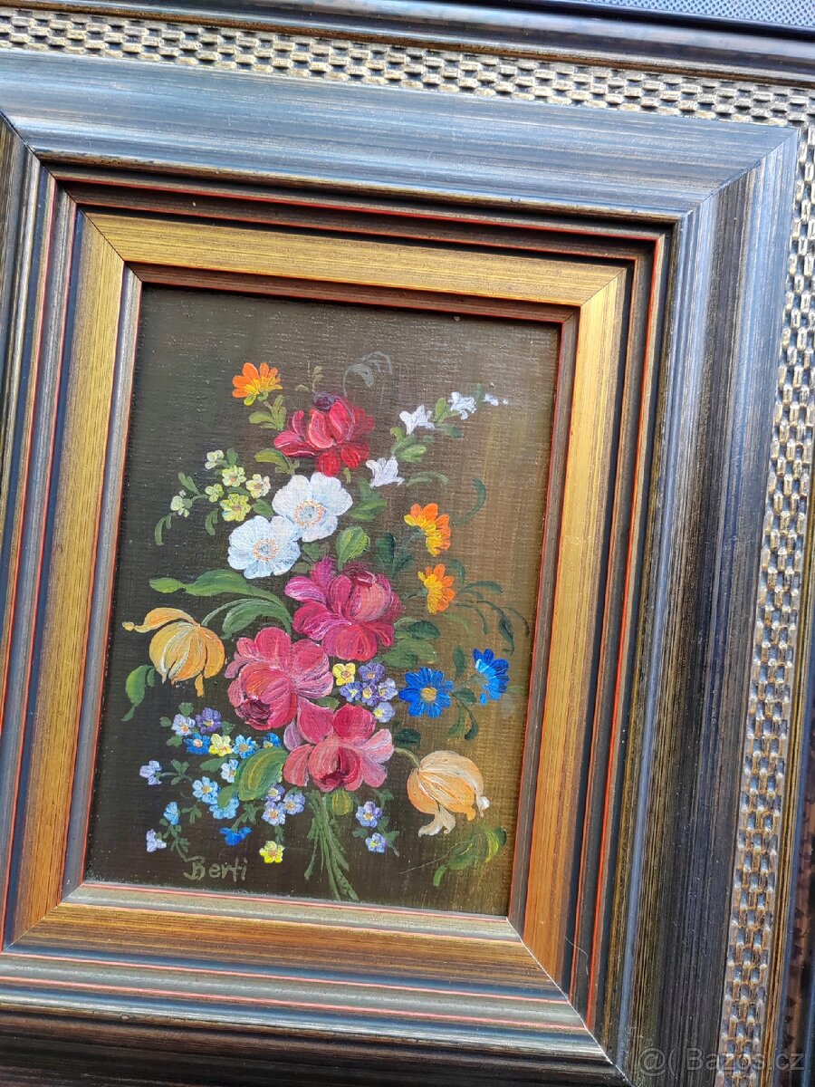 Originální olejová malba "Zátiší s polními květinami" - 3