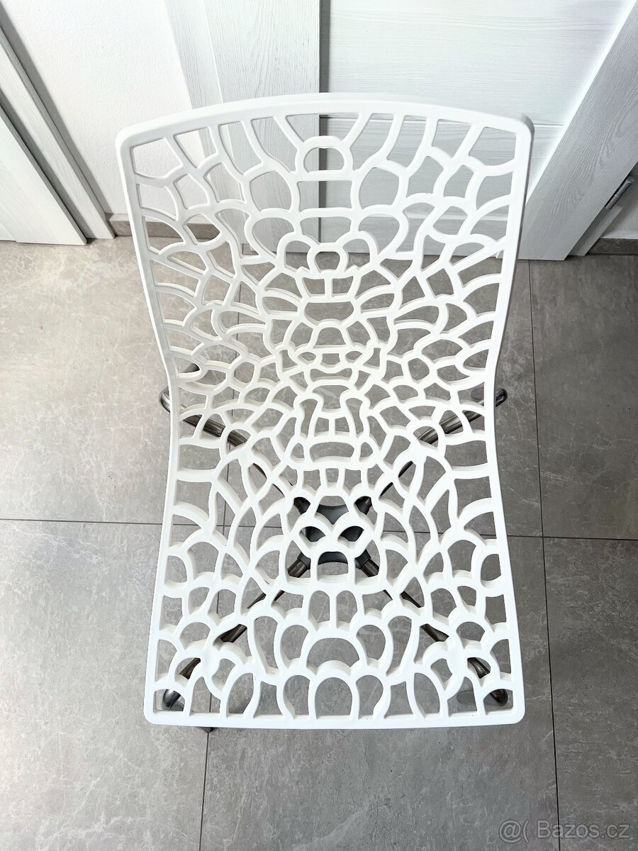 Set 4x bílá designová jídelní židle - plast/kov - 3