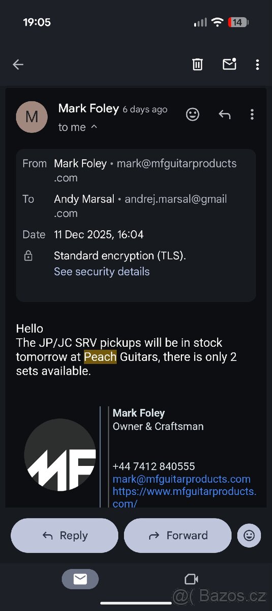 PRODÁM NOVÝ EXKLUZÍVNÍ SNÍMAČ MARK FOLEY JP/JC MADE IN UK - 3