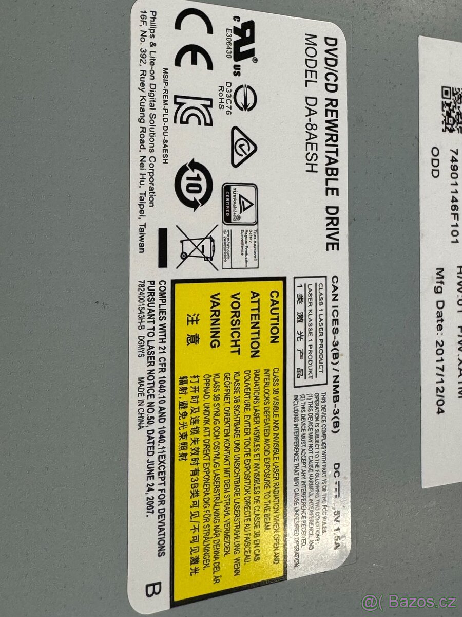 Interní CD/DVD vypalovací mechanika Lite-On DA-8AESH, SATA - 3