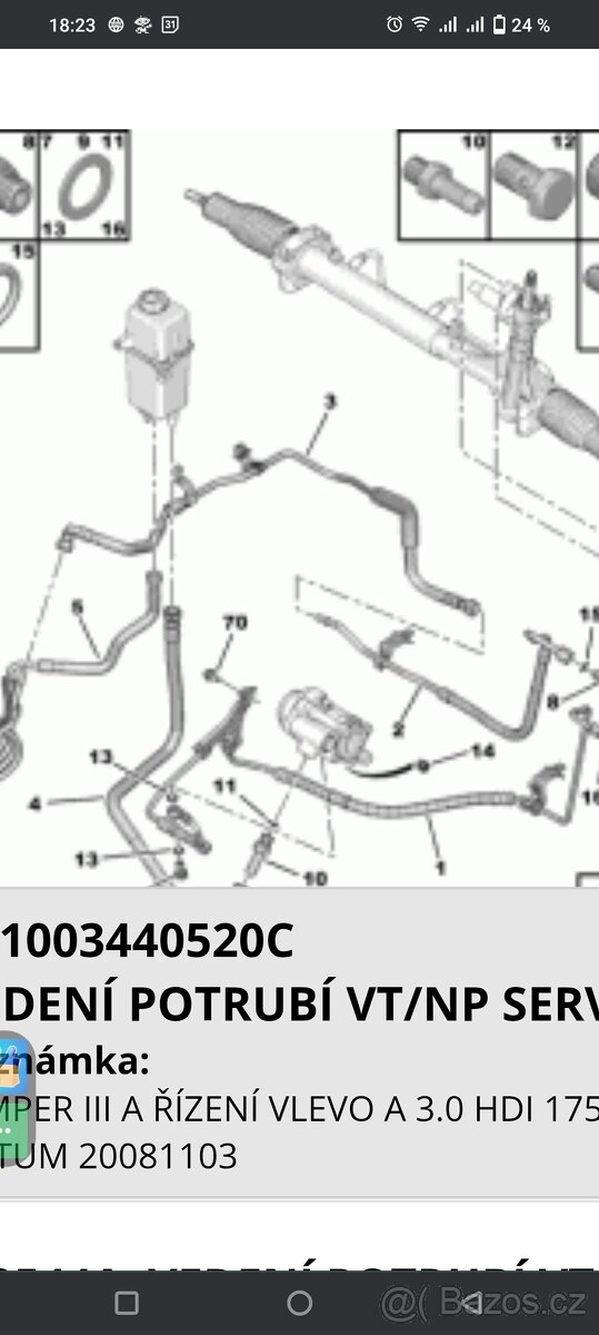 Trubka servo řízení 412R8 Boxer, Citroen Jumper, Fiat Duca - 3