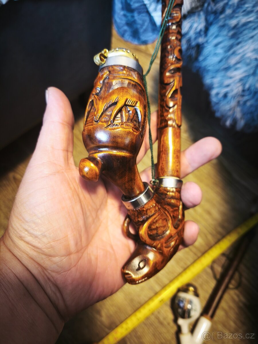 Staré dýmky s mysliveckým motivem. - 3