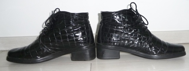 Kožené kotníkové lakované boty, vel. 41, zn. Gabor - 3