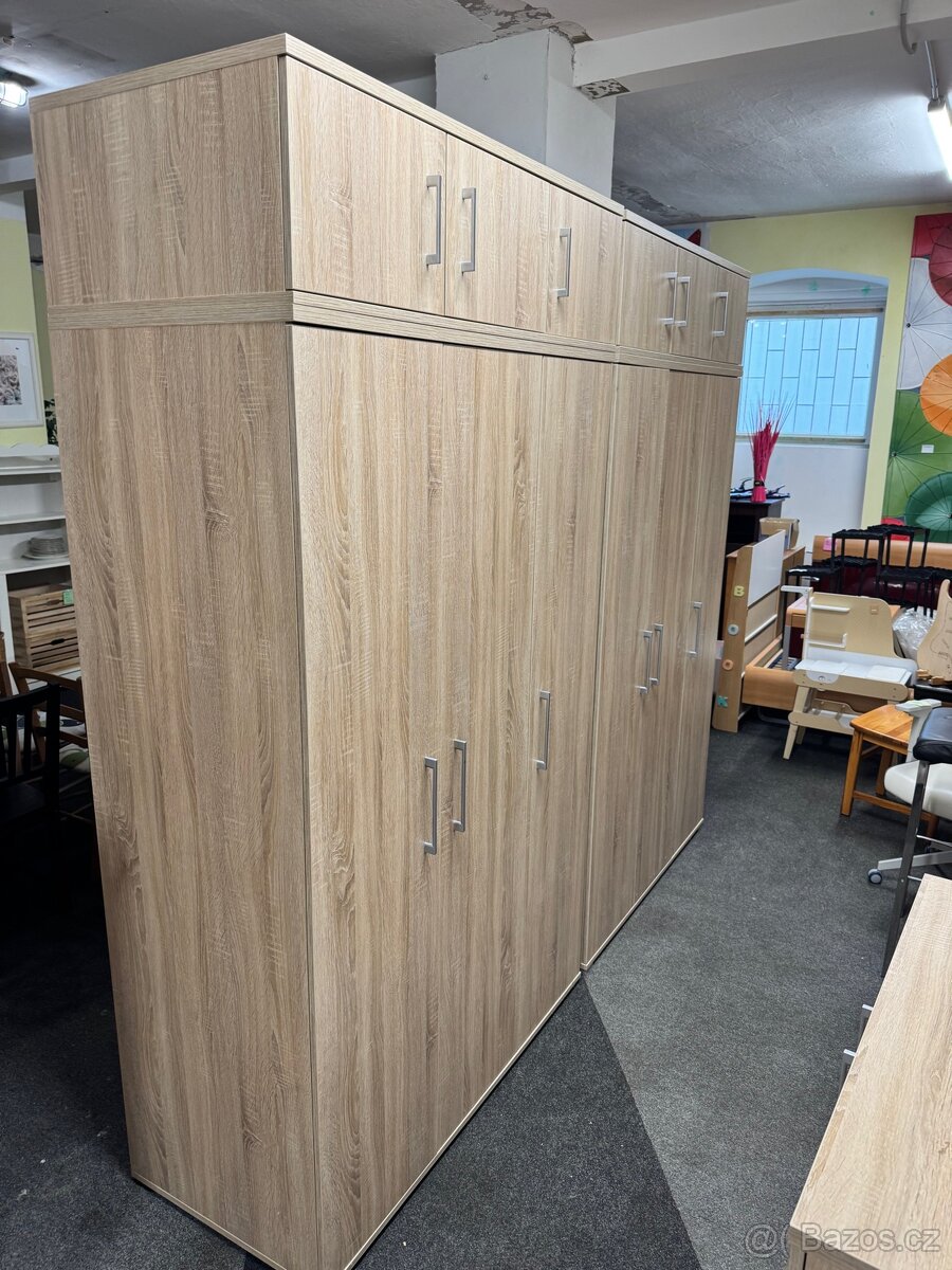 1x Krásná vysoká šatní skřín s nástavbou dub Sonoma - 3