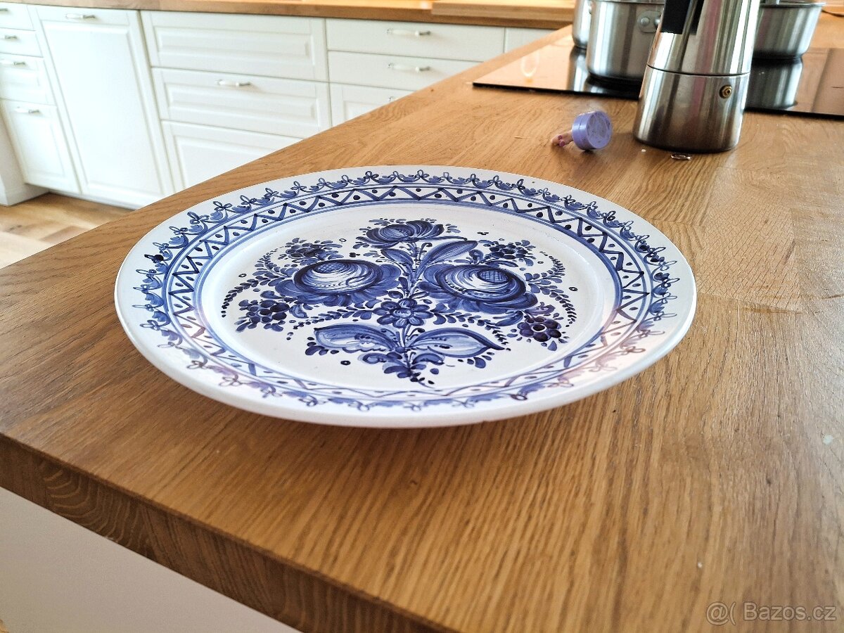 Talíř průměr 28 cm Tupeská keramika ? modrá barva - 3