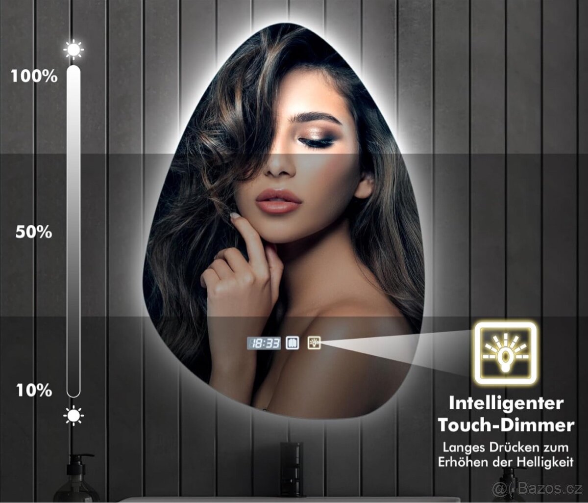 Koupelnová zrcadla s LED světlem, 60 x 70 cm - 3