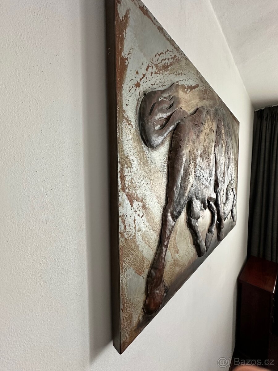Plechový kovový obraz býk, kráva - 3