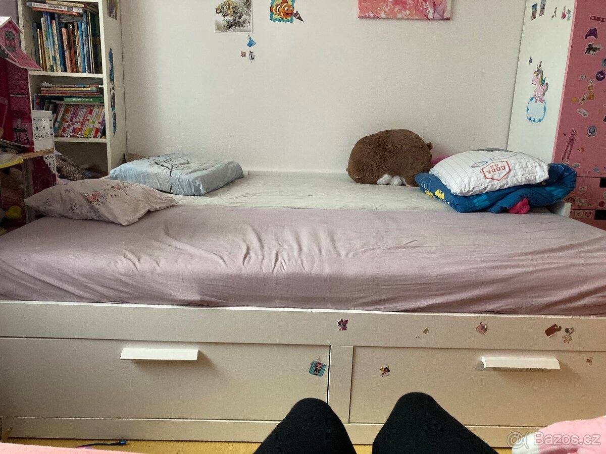 Ikea Brimnes rozkládací postel se 2 kvalitními matracemi - 3