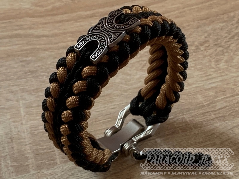 Paracord náramek (20 cm) black - coyote - 3