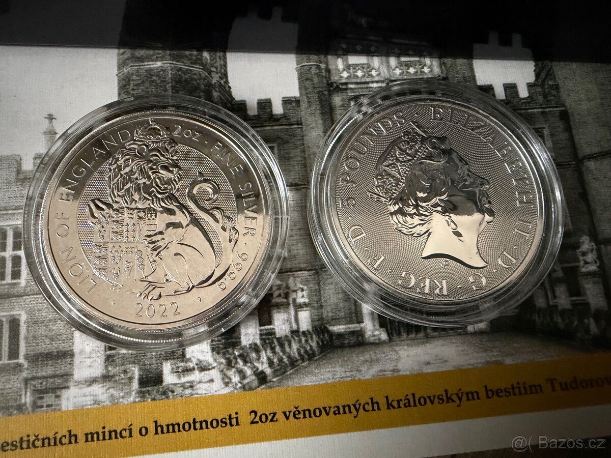 Stříbrná mince 2 Oz The Tudor Beasts Lion of England 2022 - 3